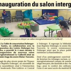 On parle du Salon intergénérationnel Le Collectif dans le Journal Des Rivières!